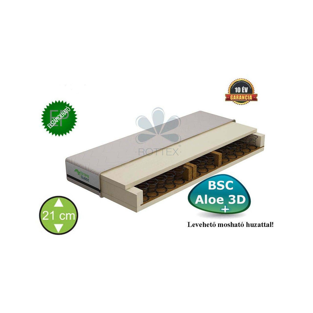 Rottex BSC aloe 3D + erõsített bonell rugós kókusz matrac 180x200